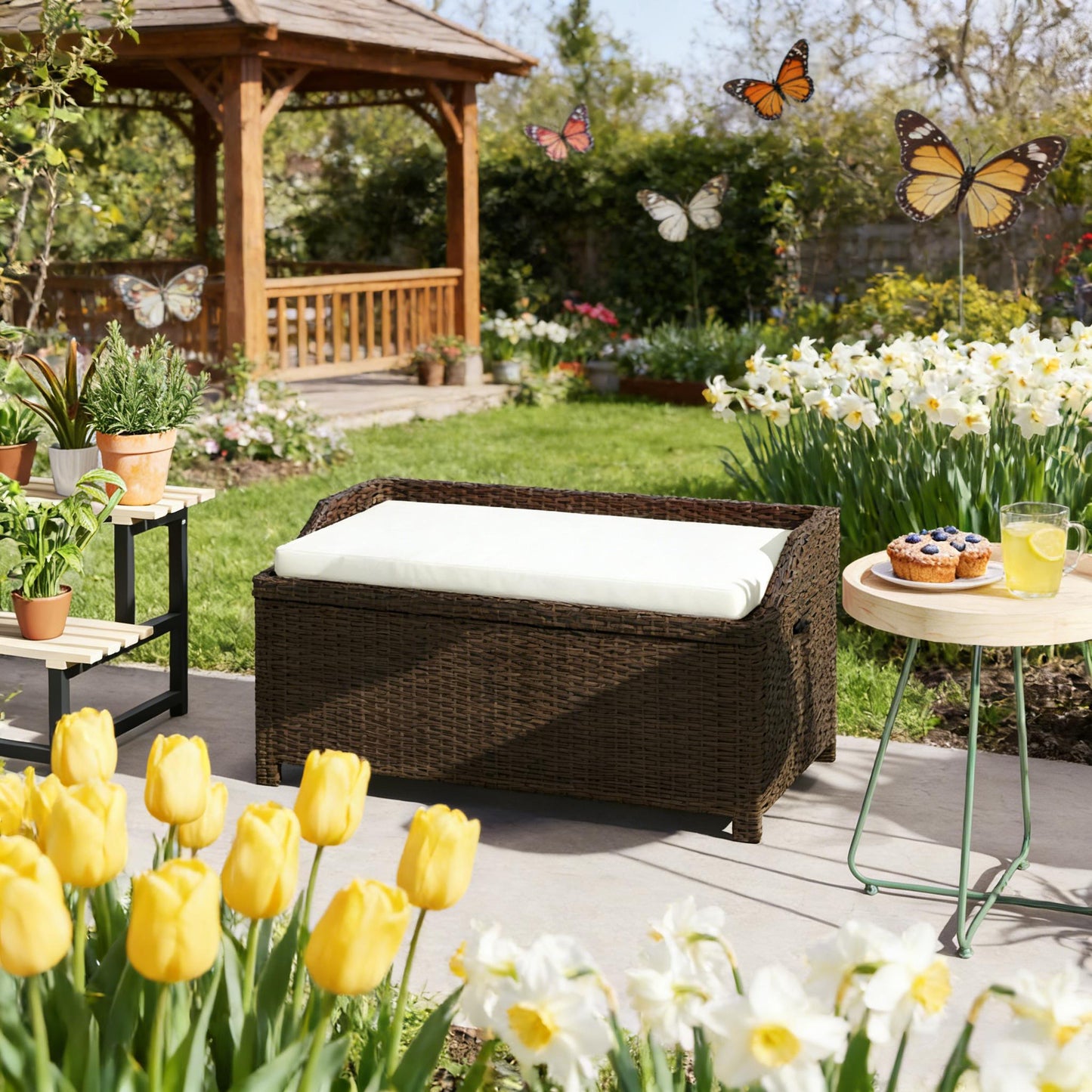 Storage Box,Outdoor Wicker Storage Bench