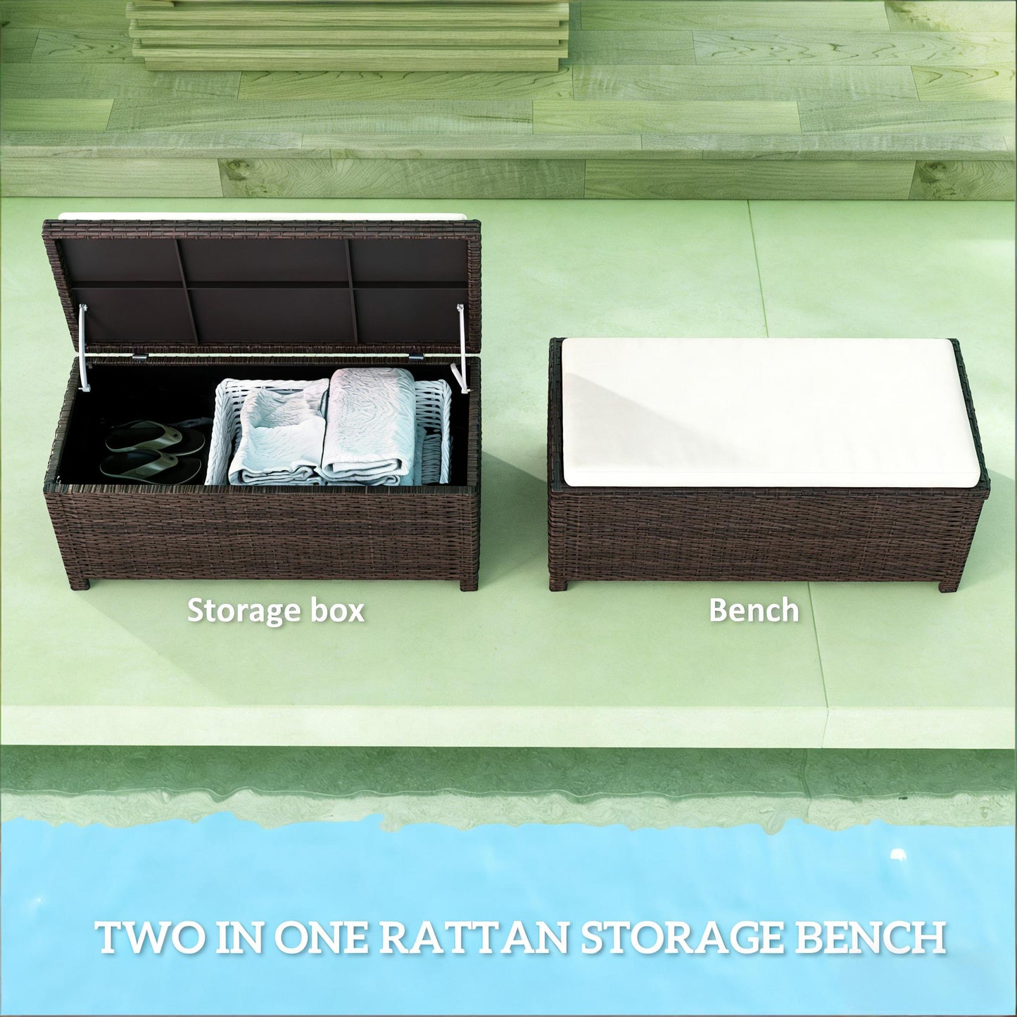 Storage Box,Outdoor Wicker Storage Bench