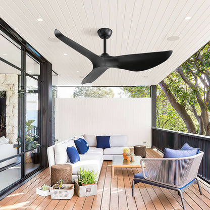 52 Inch Indoor Ceiling Fan No Light With 6 Speed Remote Control 3 ABS Blades Reversible DC Moto