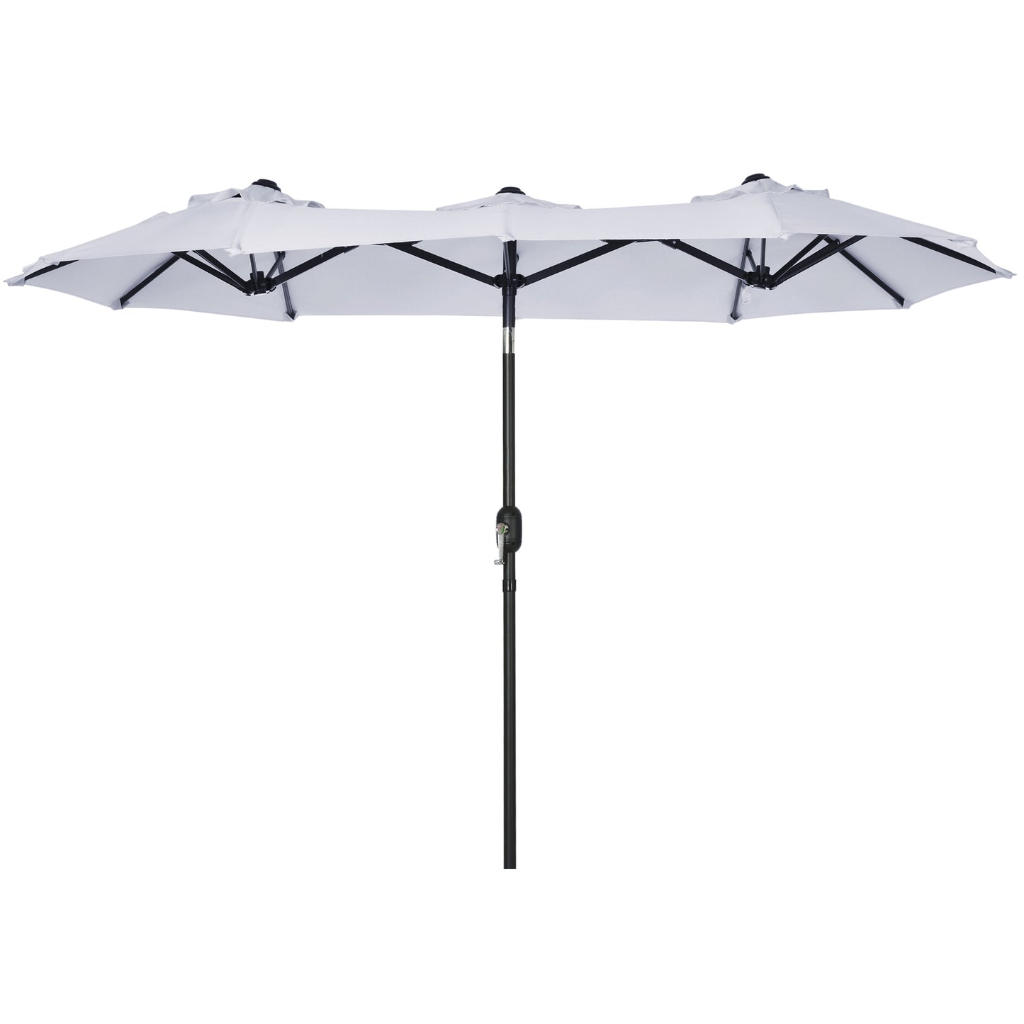 Outsunny Double-sided Patio Umbrella 9.5' Large Outdoor Market Umbrella with Push Button Tilt and Crank, 3 Air Vents and 12 Ribs, for Garden, Deck, Pool, White