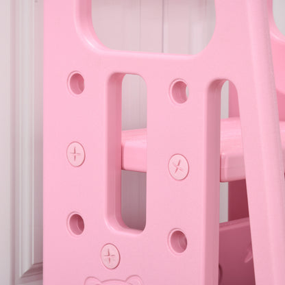 Qaba Toddler Tower with Adjustable Height, Toddler Kitchen Stool Helper with Anti-slip Mat, Step Stool for Kitchen, Bathroom, Pink