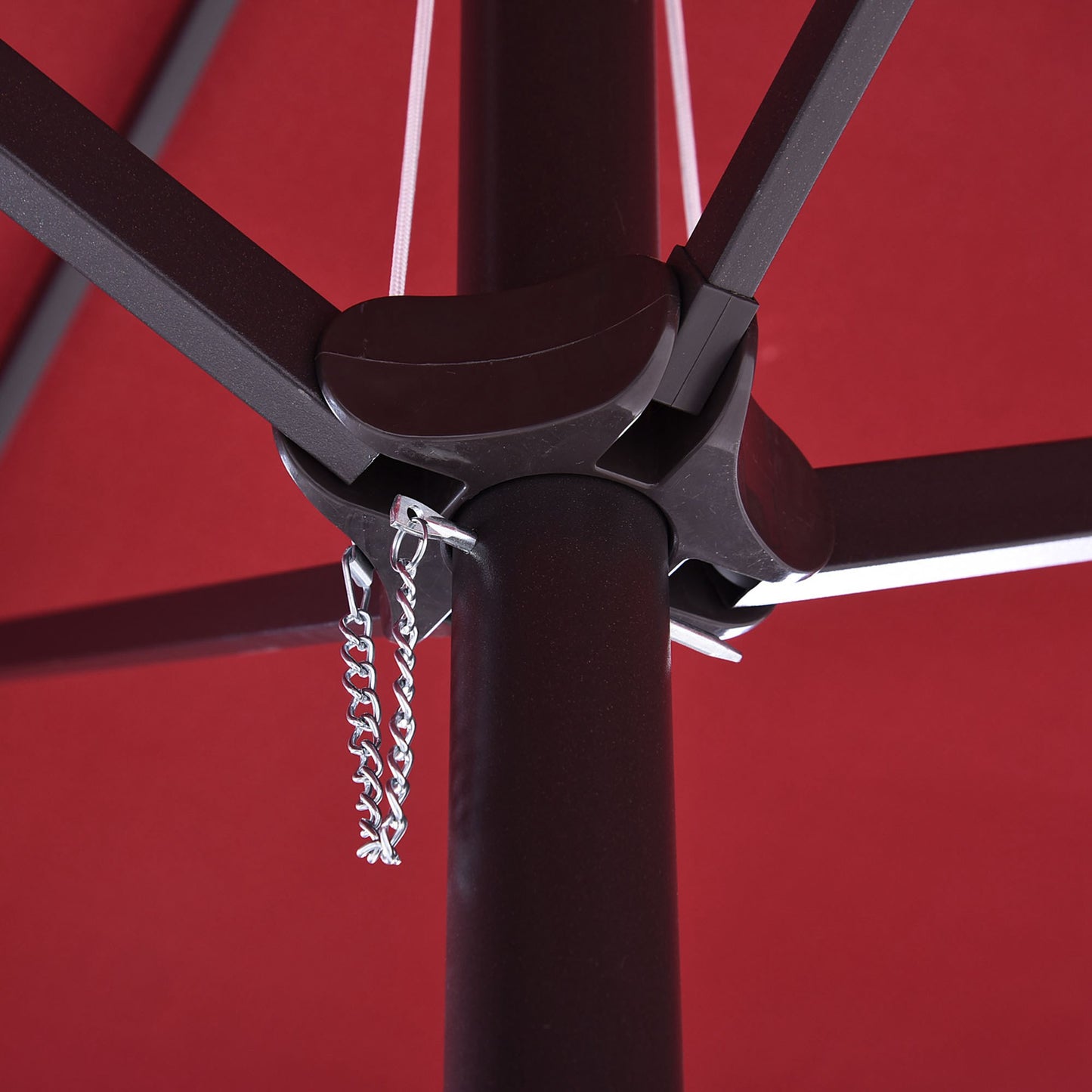 Outsunny Extra Large 15ft Patio Umbrella, Double-Sided Outdoor Umbrella with Crank Handle and Air Vents for Backyard, Deck, Pool, Market, Wine Red