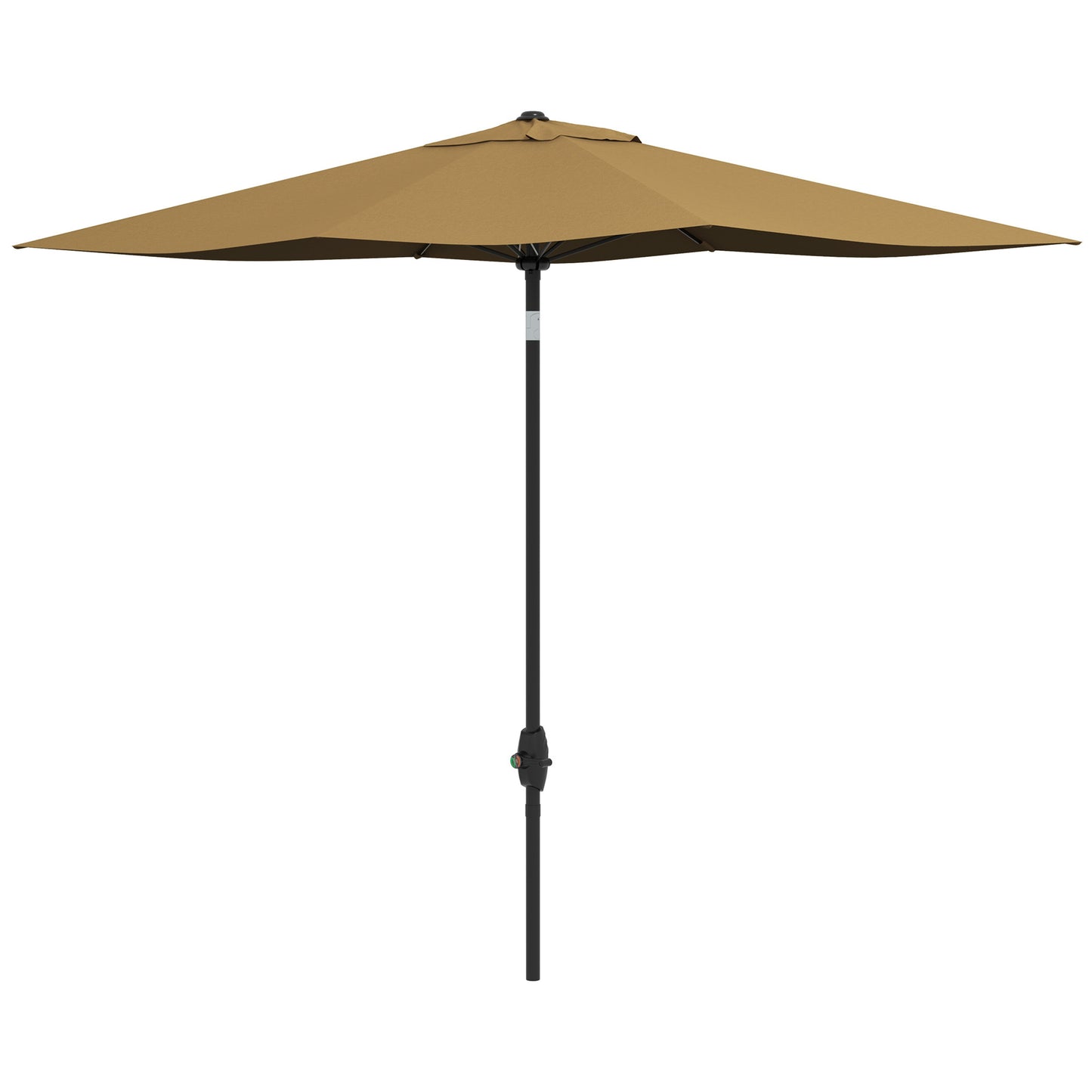 Outsunny 6.5' x 10' Rectangular Market Umbrella, Patio Outdoor Table Umbrella with Crank and Push Button Tilt, Coffee