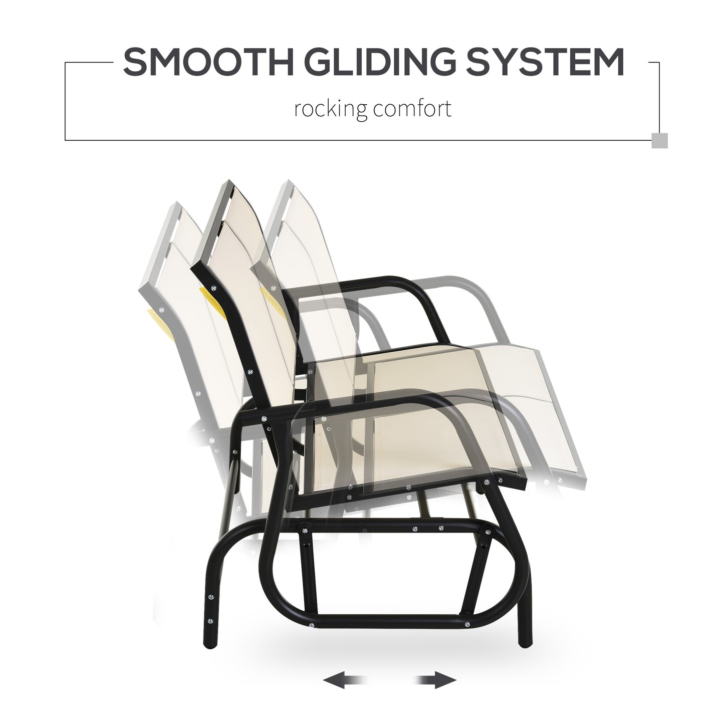 Outsunny 2-Person Outdoor Glider Bench, Patio Double Swing Rocking Chair Loveseat w/Powder Coated Steel Frame for Backyard Garden Porch, Beige