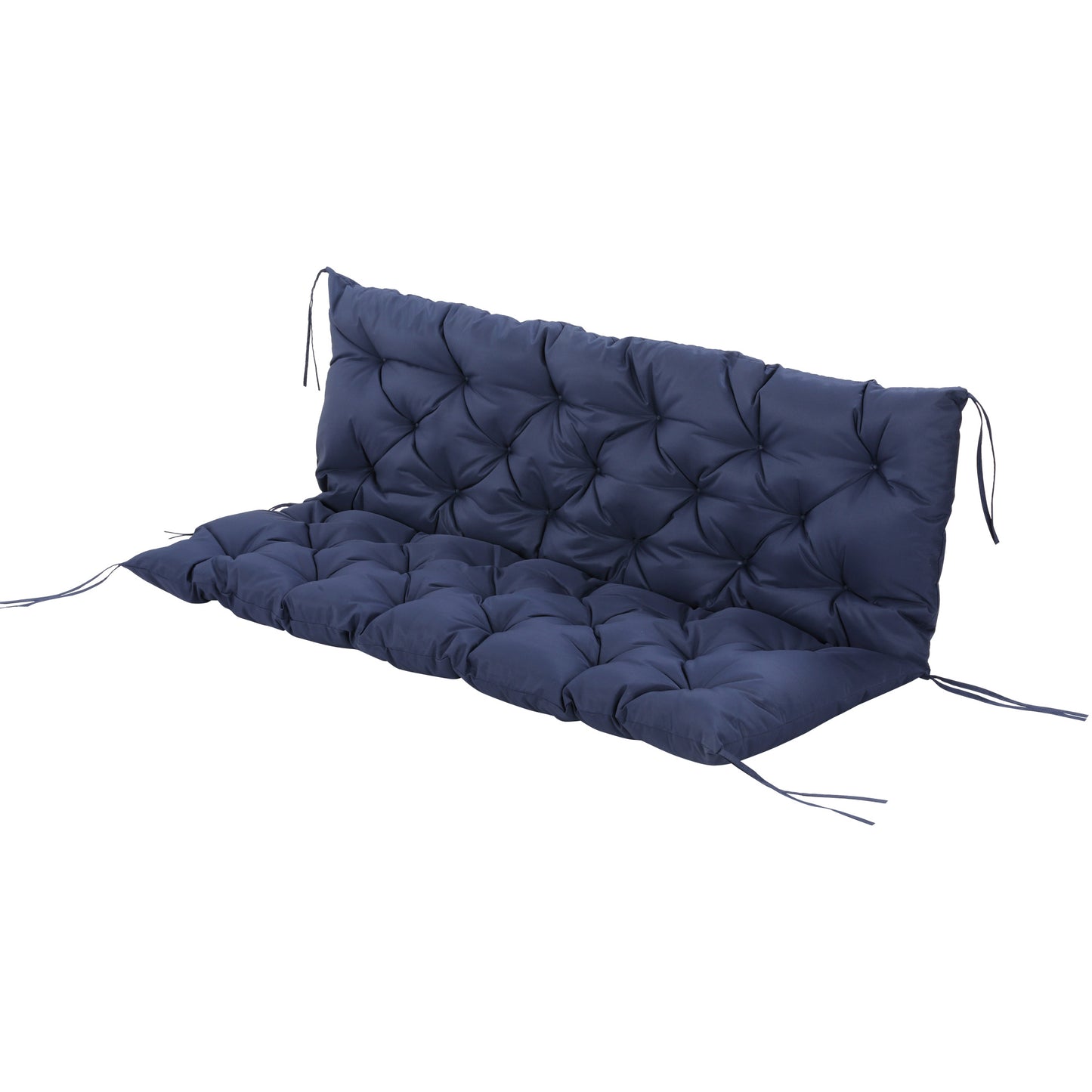 Outsunny Tufted Bench Cushions for Outdoor Furniture, 3-Seater Replacement for Swing Chair, Patio Sofa/Couch, Overstuffed, Includes Backrest, Dark Blue