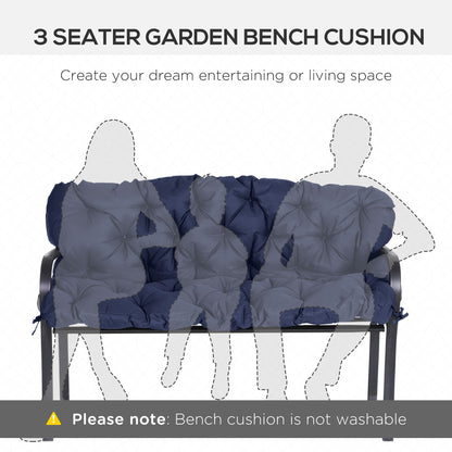 Outsunny Tufted Bench Cushions for Outdoor Furniture, 3-Seater Replacement for Swing Chair, Patio Sofa/Couch, Overstuffed, Includes Backrest, Dark Blue