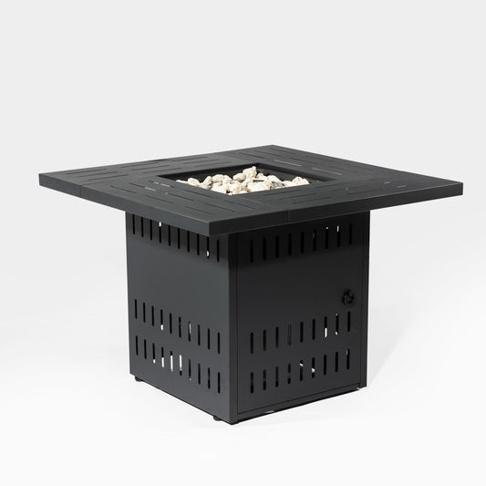34inches Steel fire pit table Gas Fire Pit for Outdoor Outside Patio Deck and Garden Black