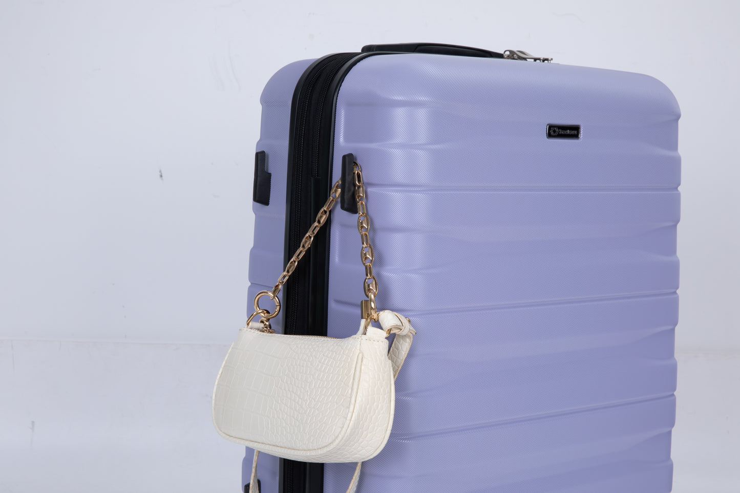 Luggage set of 5 pieces, expandable hard PC luggage set with TSA lock for rotating wheels, lightweight rolling luggage for men and women, Light Purple