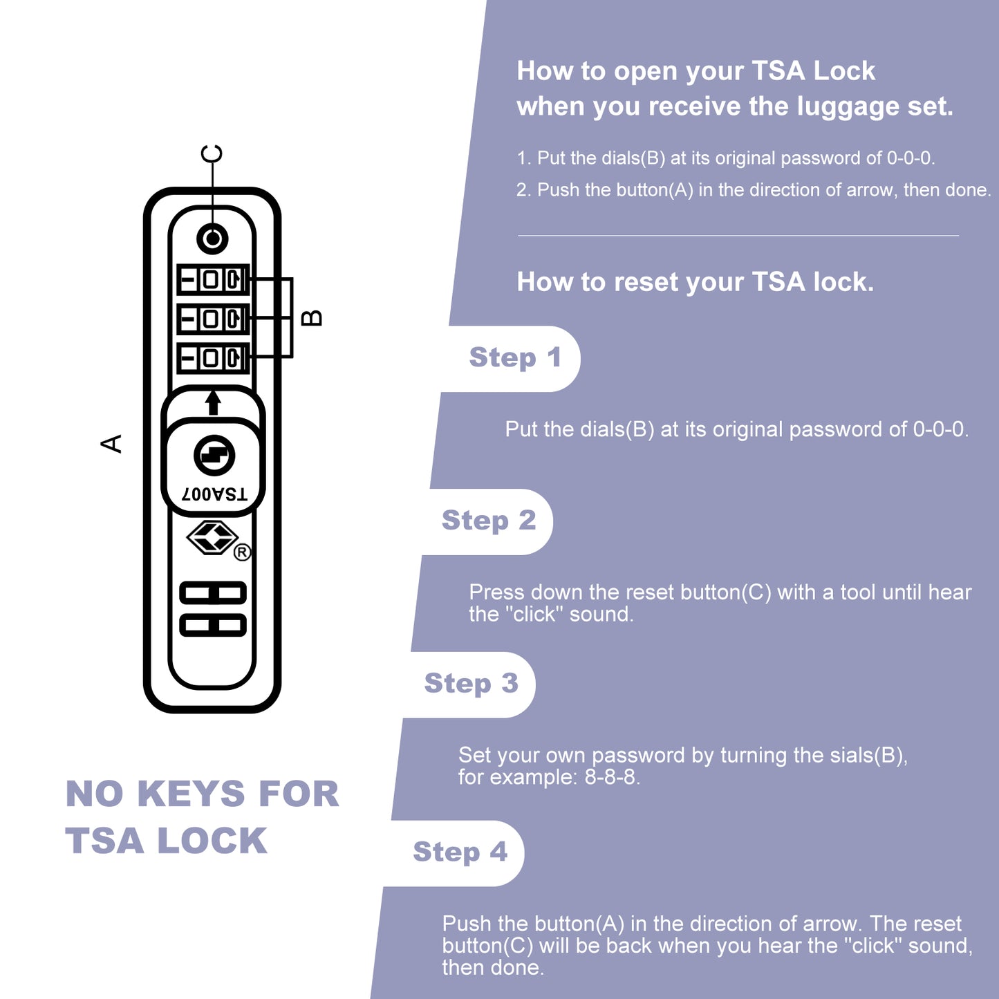 Luggage set of 5 pieces, expandable hard PC luggage set with TSA lock for rotating wheels, lightweight rolling luggage for men and women, Light Purple