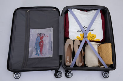 Luggage set of 5 pieces, expandable hard PC luggage set with TSA lock for rotating wheels, lightweight rolling luggage for men and women, Light Purple