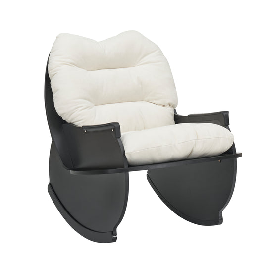 30.31 inches beige Rocking chair, single seat, balcony casual comfort seat, suitable for senior children, adult lunch chair