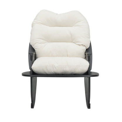30.31 inches beige Rocking chair, single seat, balcony casual comfort seat, suitable for senior children, adult lunch chair
