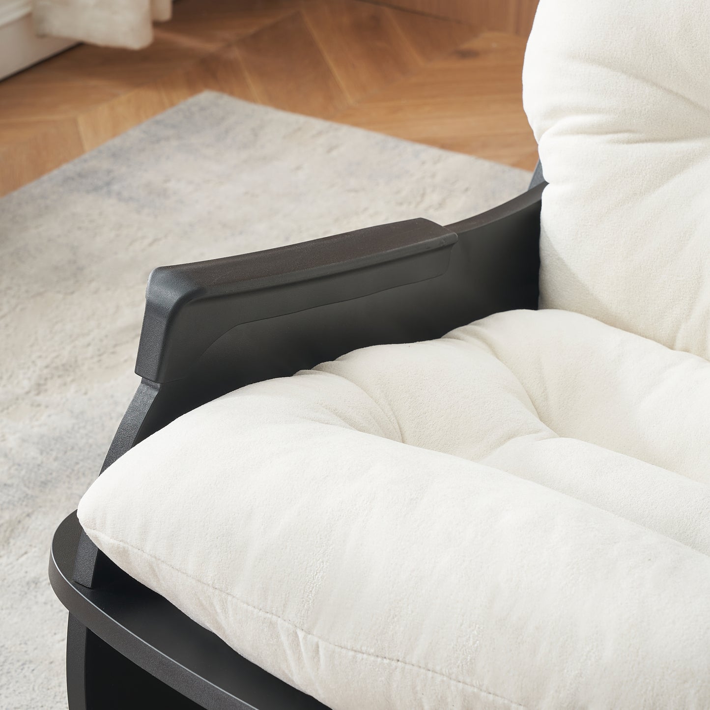 30.31 inches beige Rocking chair, single seat, balcony casual comfort seat, suitable for senior children, adult lunch chair