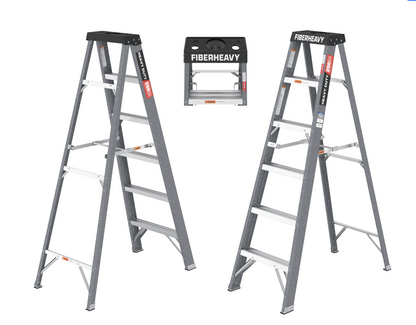 Fibreglass Step Ladder 6-Step 250lbs Gray