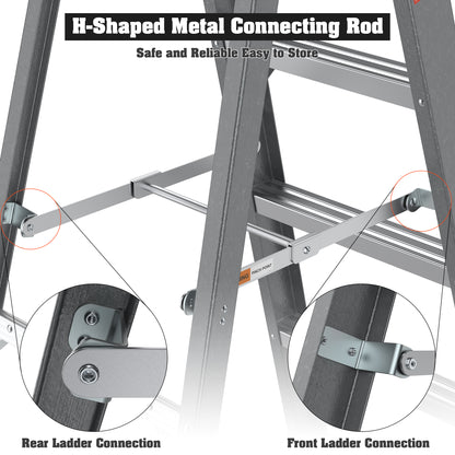 Fibreglass Step Ladder 6-Step 250lbs Gray