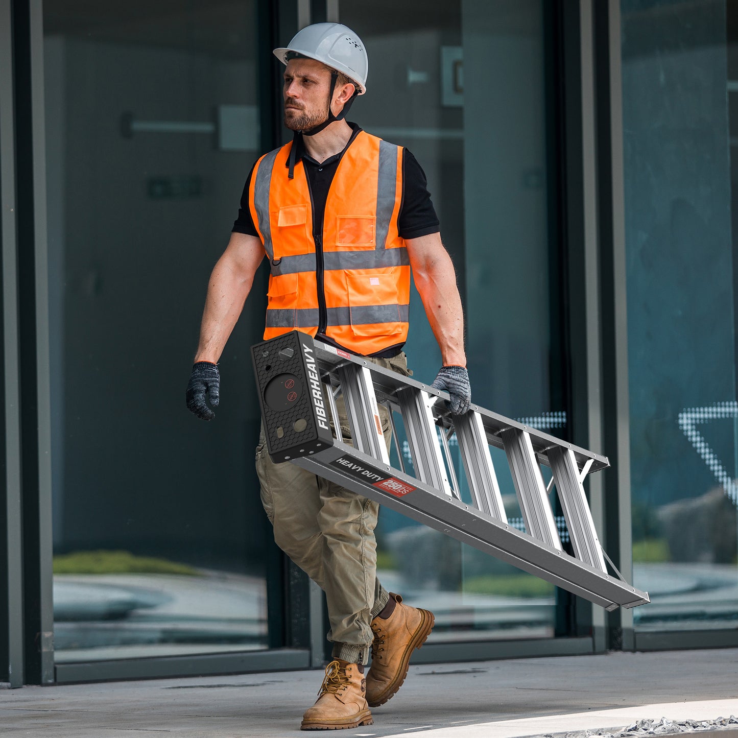 Fibreglass Step Ladder 6-Step 250lbs Gray