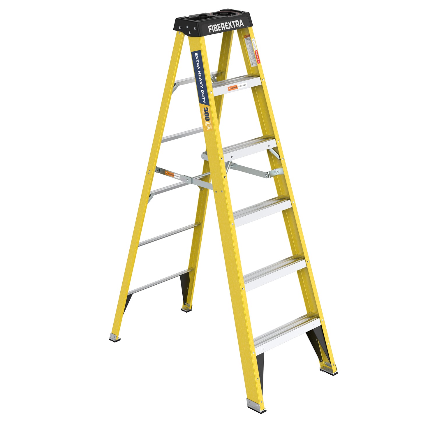 Fiberglass Step Ladder 6-Step 300LBS Yellow