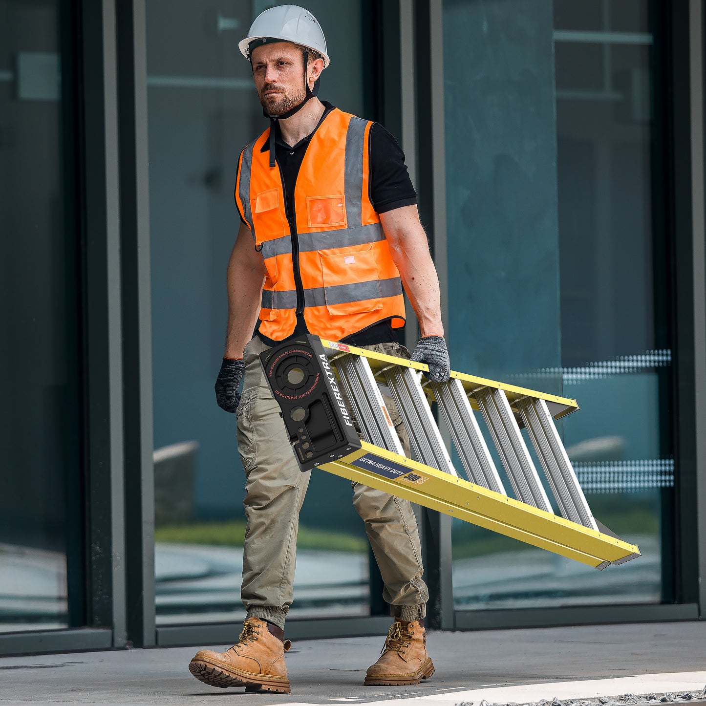 Fiberglass Step Ladder 6-Step 300LBS Yellow