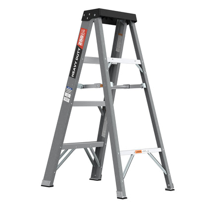Fiberglass Step Ladder 4-Step 250lbs Gray