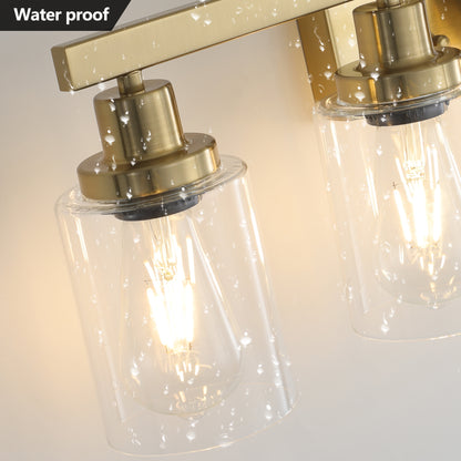 31" Golden 5-Light Vanity Light with Clear Glass Shades, Modern Iron Metal Bathroom Wall Fixture for Mirror, Ideal for Bathroom and Dressing Table (No Bulbs)