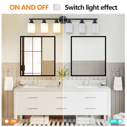 39" Modern 6-Light Vanity Bathroom Mirror Light, Frosted White Glass with Black Iron Frame, Contemporary Wall Sconce for Bedroom, Bathroom, and Dressing Room (No Bulbs)