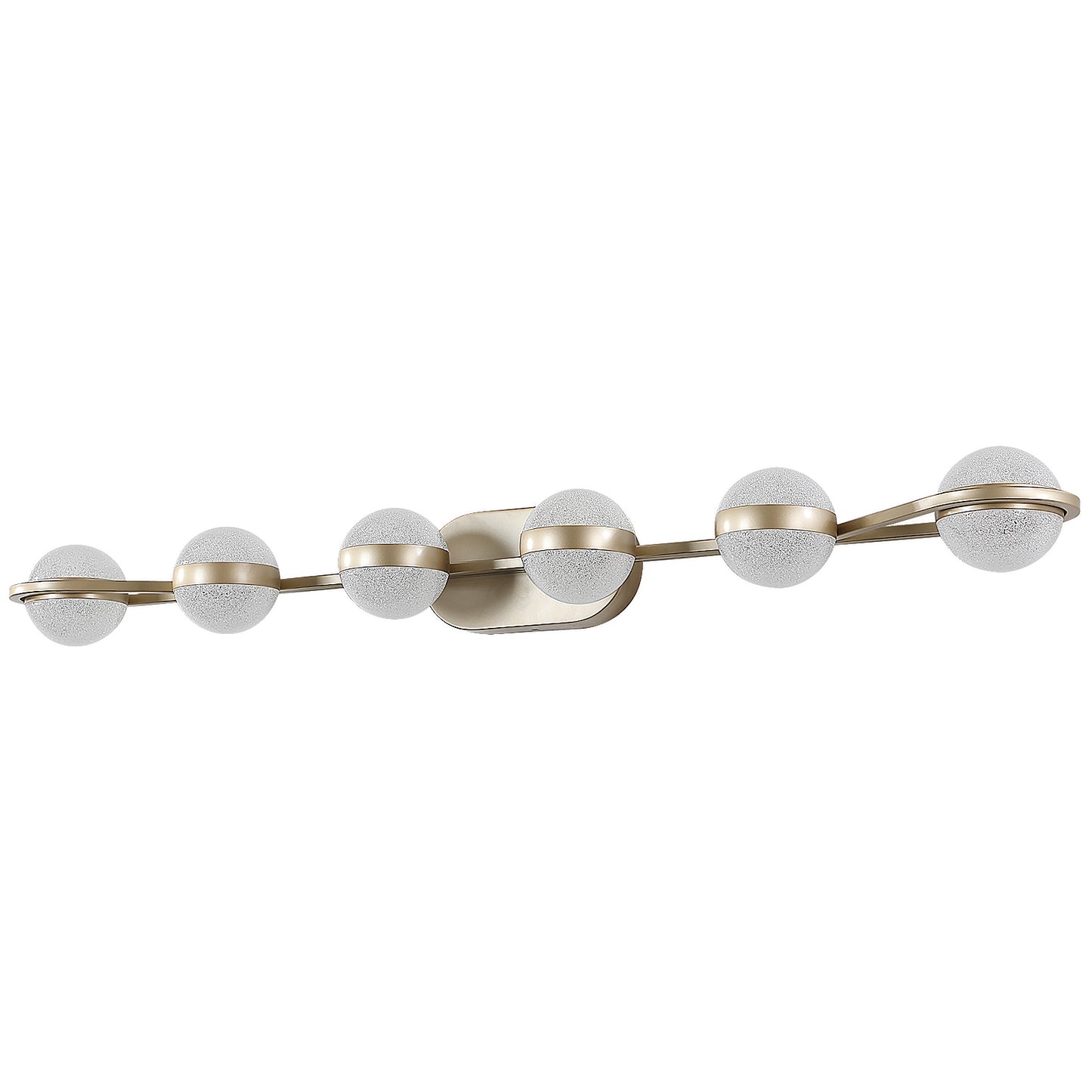 43" Gold Minimalist LED Bathroom Vanity Light with Crystal Sand Acrylic Shades, 6-Light Wall Mounted Decorative Lighting Fixture, Suitable for Bathroom Vanity Mirror