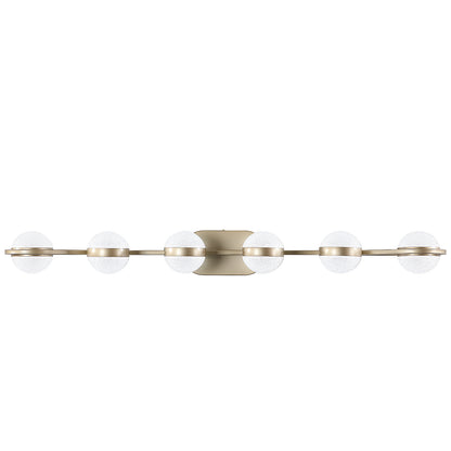 43" Gold Minimalist LED Bathroom Vanity Light with Crystal Sand Acrylic Shades, 6-Light Wall Mounted Decorative Lighting Fixture, Suitable for Bathroom Vanity Mirror