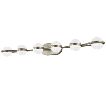 43" Gold Minimalist LED Bathroom Vanity Light with Crystal Sand Acrylic Shades, 6-Light Wall Mounted Decorative Lighting Fixture, Suitable for Bathroom Vanity Mirror