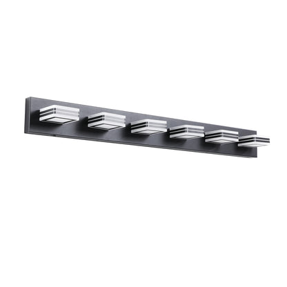 40" Modern 6-Light LED Vanity Light - Sleek Bathroom Wall Fixture, Iron & Acrylic, Dimmable & Energy-Efficient, Ideal for Mirror Lighting