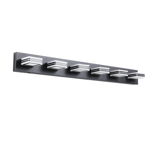 40" Modern 6-Light LED Vanity Light - Sleek Bathroom Wall Fixture, Iron & Acrylic, Dimmable & Energy-Efficient, Ideal for Mirror Lighting