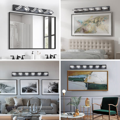 40" Modern 6-Light LED Vanity Light - Sleek Bathroom Wall Fixture, Iron & Acrylic, Dimmable & Energy-Efficient, Ideal for Mirror Lighting