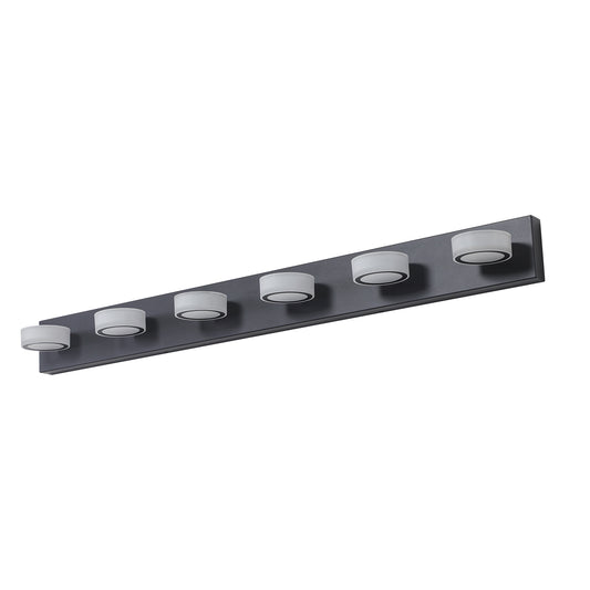 45" Modern 6-Light LED Vanity Light, Sleek Black Bathroom Wall Light Fixture for Mirror, Shower, and Bathroom Decor