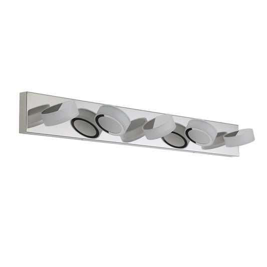 37" Modern 5-Light LED Vanity Light Fixture - Chrome Finish with Acrylic Light Shades - Energy-Efficient Bathroom Wall Sconce - Dimmable for Mirror, Shower, and Bathroom Decor