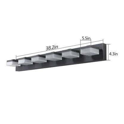 Modern 6-Light Black LED Vanity Mirror Light Fixture For Bathrooms And Makeup Tables