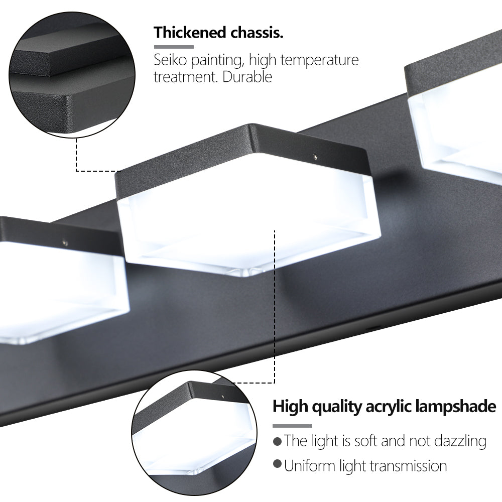 Modern 6-Light Black LED Vanity Mirror Light Fixture For Bathrooms And Makeup Tables