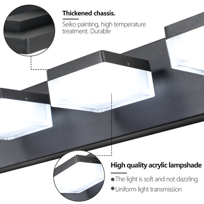 Modern 6-Light Black LED Vanity Mirror Light Fixture For Bathrooms And Makeup Tables