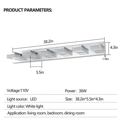 Modern 6-Light Chrome LED Vanity Mirror Light Fixture For Bathrooms And Makeup Tables