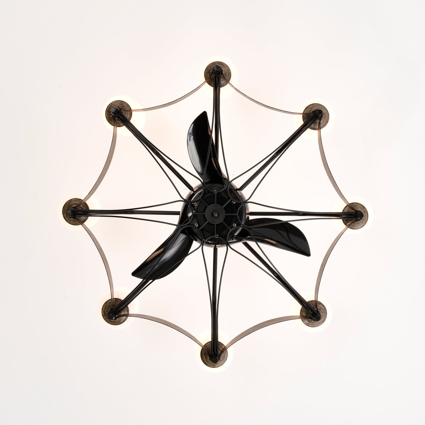 Dia 33 inch Chandelier Ceiling Fan With Remote Control,DC Motor ,6 Speed,3 ABS Blades for Bedroom Dining Room Living Room Kitchen Farmhouse Entry,Matte Black+ Red Wood Grain