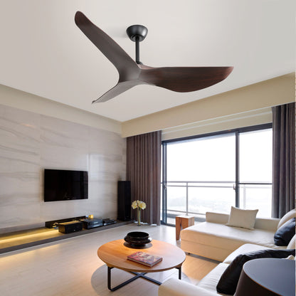 Modern 52 Inch Indoor Ceiling Fan No Light With 6 Speed Remote Control 3 ABS Blade Reversible DC Motor For Hom