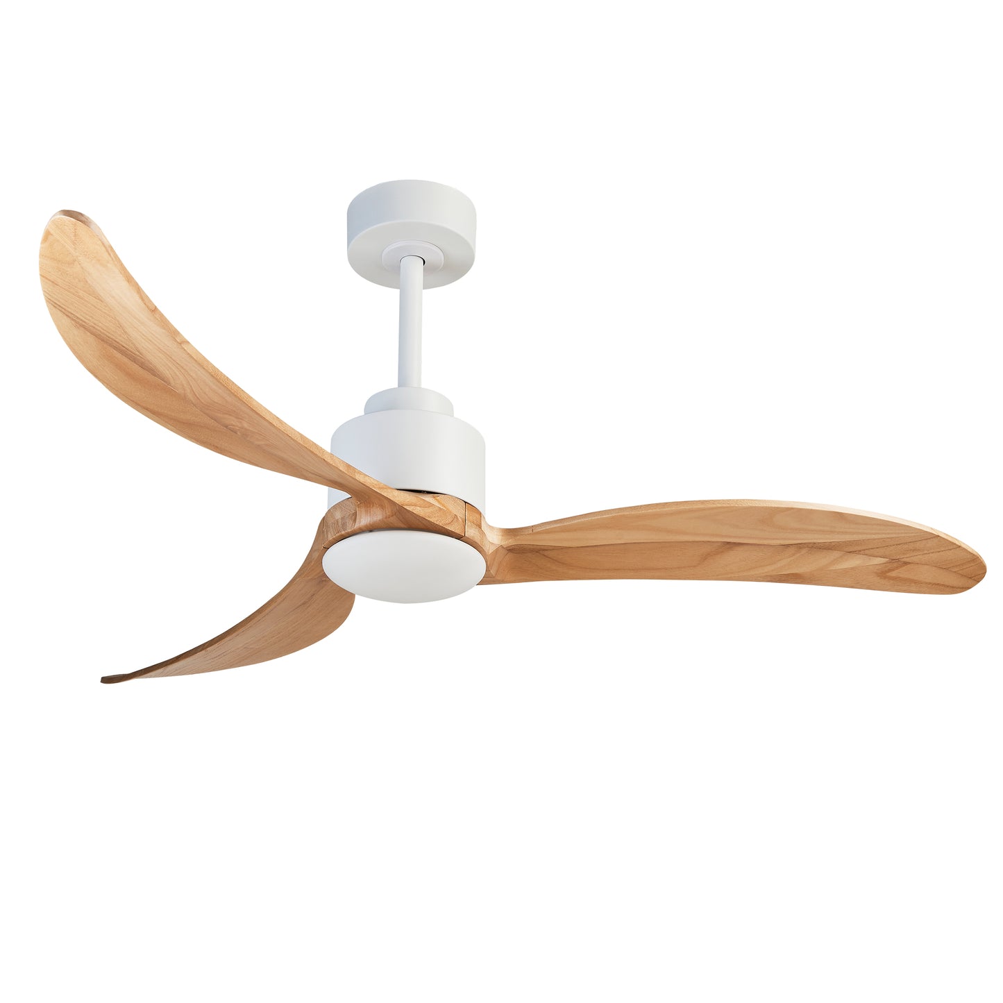 52" Ceiling Fan with Dimmable LED Light Remote Control,Quiet DC Motor 6 Speed Levels,Adjust Height( 3 PCS Rod) Reversible Ceiling Fan, for Patio Living Room, Bedroom, Office,Indoor.(White +Natural)