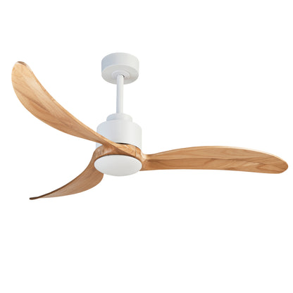 52" Ceiling Fan with Dimmable LED Light Remote Control,Quiet DC Motor 6 Speed Levels,Adjust Height( 3 PCS Rod) Reversible Ceiling Fan, for Patio Living Room, Bedroom, Office,Indoor.(White +Natural)