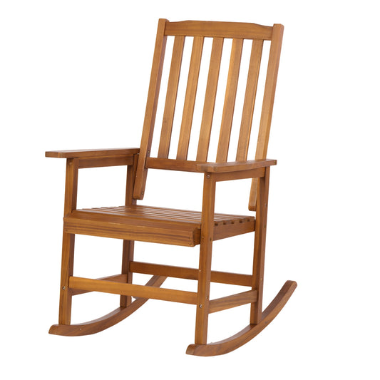 Acacia Wood Outdoor Rocking Chiar, Patio Rocker for Front Porch, Deck, Indoor