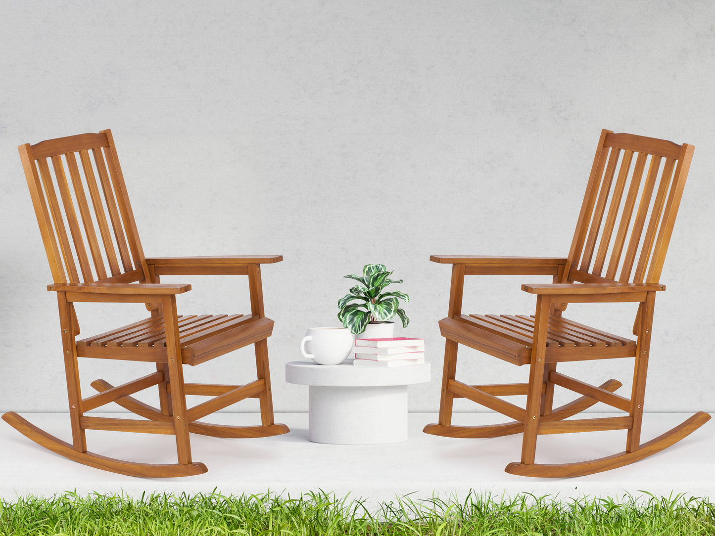 Acacia Wood Outdoor Rocking Chiar, Patio Rocker for Front Porch, Deck, Indoor