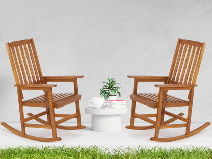 Acacia Wood Outdoor Rocking Chiar, Patio Rocker for Front Porch, Deck, Indoor