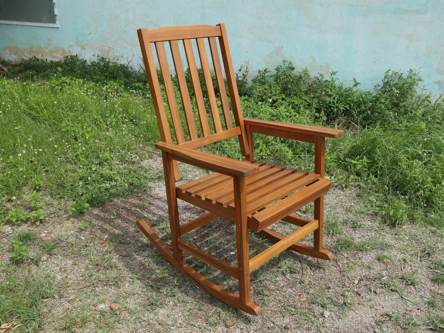 Acacia Wood Outdoor Rocking Chiar, Patio Rocker for Front Porch, Deck, Indoor