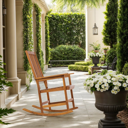 Acacia Wood Outdoor Rocking Chiar, Patio Rocker for Front Porch, Deck, Indoor