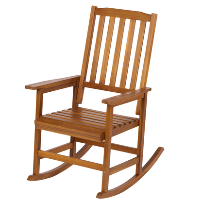 Acacia Wood Outdoor Rocking Chiar, Patio Rocker for Front Porch, Deck, Indoor