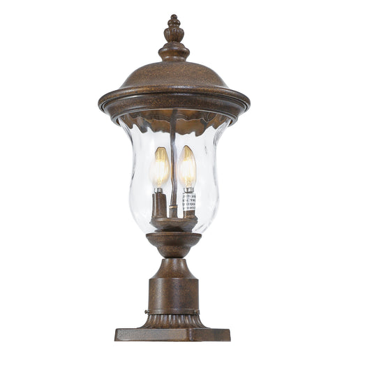 21"(H) Vintage Outdoor Lamp Post Light, Waterproof Garden Patio Lantern with Clear Glass Shade, Classic Bronze Finish, Ideal for Yard, Porch, Walkway, and Driveway Lighting (One Piece & No Bulb)