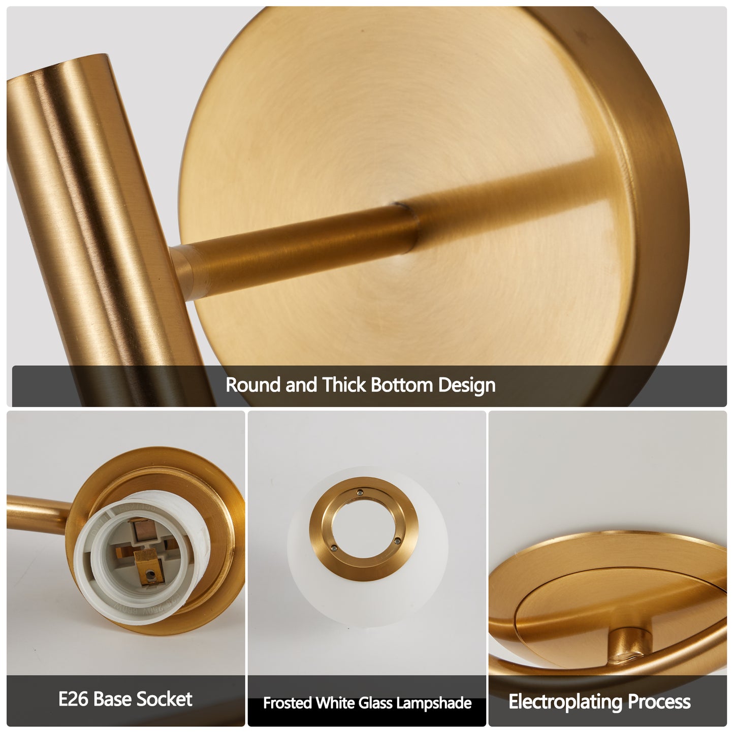 19" Set of 2 Modern Golden Wall Sconces with Opal Glass Globe, Mid-Century Design, Luxury Wall Lights for Bedroom, Living Room, Hallway (No Bulb)
