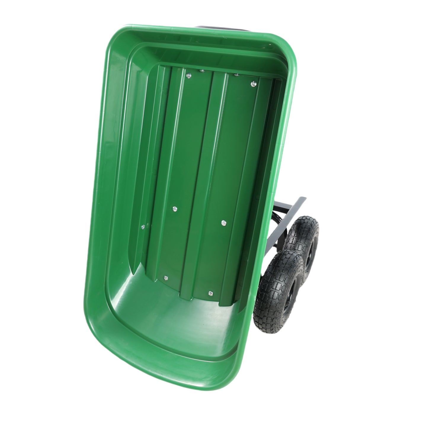 Folding car Poly Garden dump truck with steel frame, 10 inches. Pneumatic tire, 300 lb capacity body 55L Green
